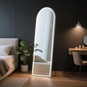16"×60" Arched Full Length Mirror with Light, LED Floor Full Body Mirror with 3 Color Lighting