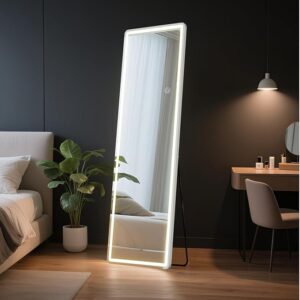 16"×60" Full Length Mirror with Light, LED Floor Full Body Mirror with 3 Color Lighting